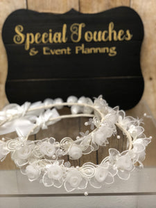 Stefana/Wedding Crowns - organza flowers and pearls