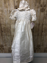 Load image into Gallery viewer, Silk with Venice lace overlay baptismal dress