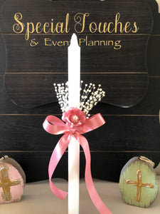 Pretty in Pearls and Pink - Easter Candle/lambatha
