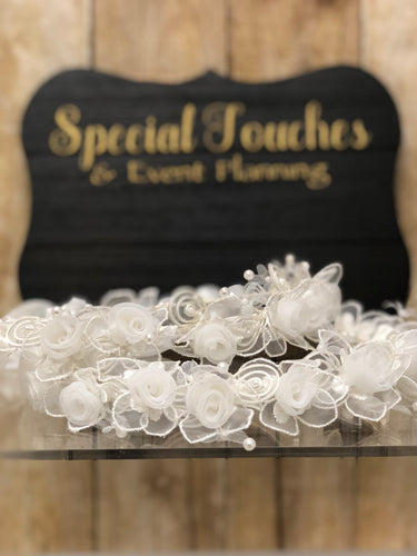 Stefana/Wedding Crowns - organza flowers and pearls